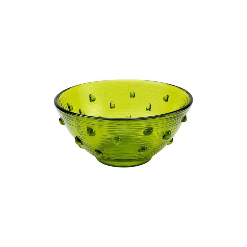 Vintage Blenko Studded Green Art Glass Bowl